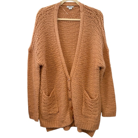 Bar III XL Pink Mauve Chunky Knit Oversized V-Neck Longline Cardigan Sweater - Picture 1 of 5